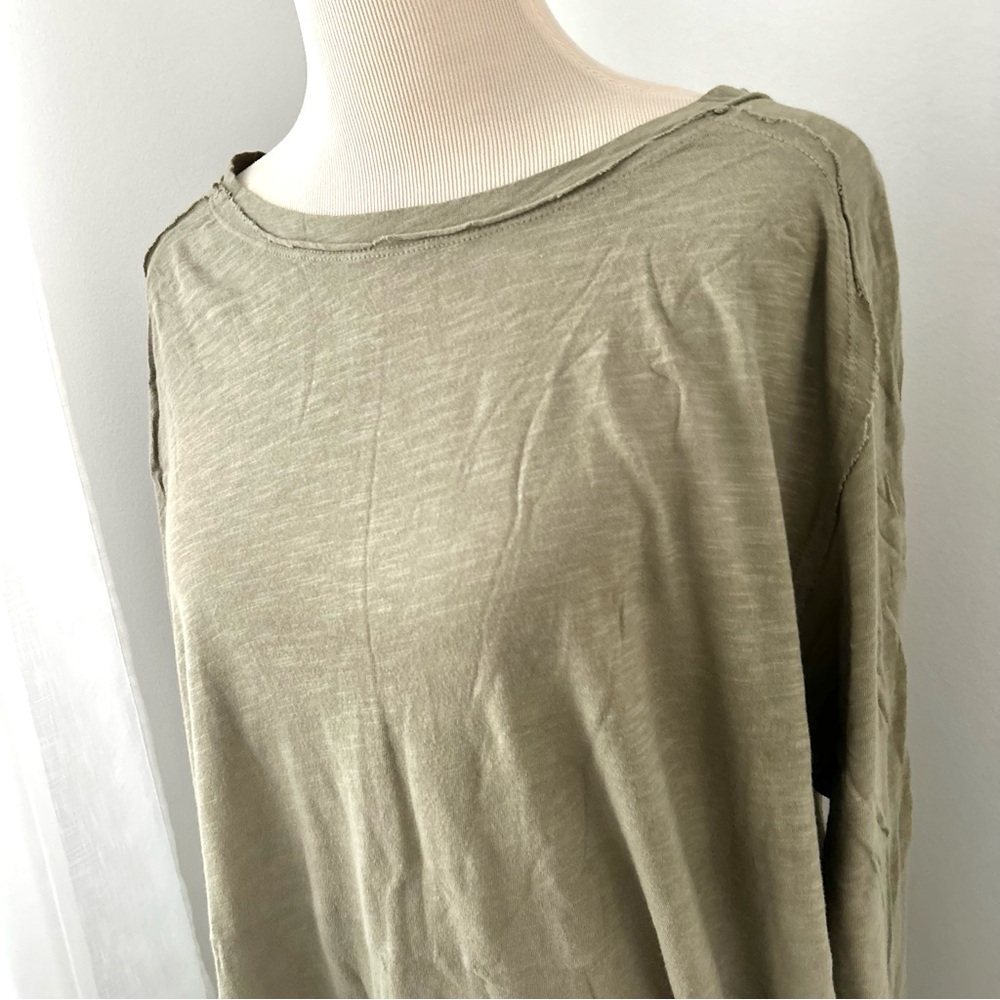 🍒(A272) NEW Free People Arden Long Sleeve Tee. Washed Olive Green. Size: Large - Picture 3 of 14